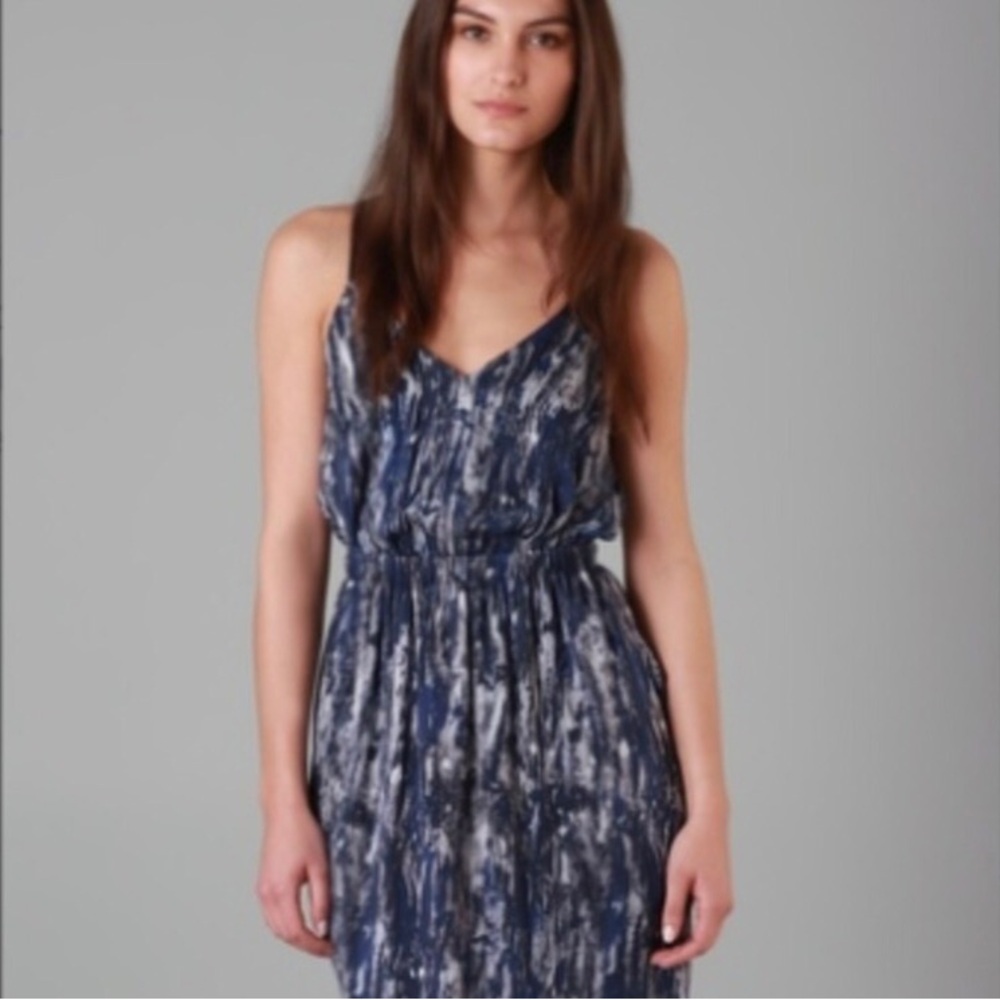 THEYSKENS Dress Theory Dewi open criss-cross back asymmetric Silk Blue sz P